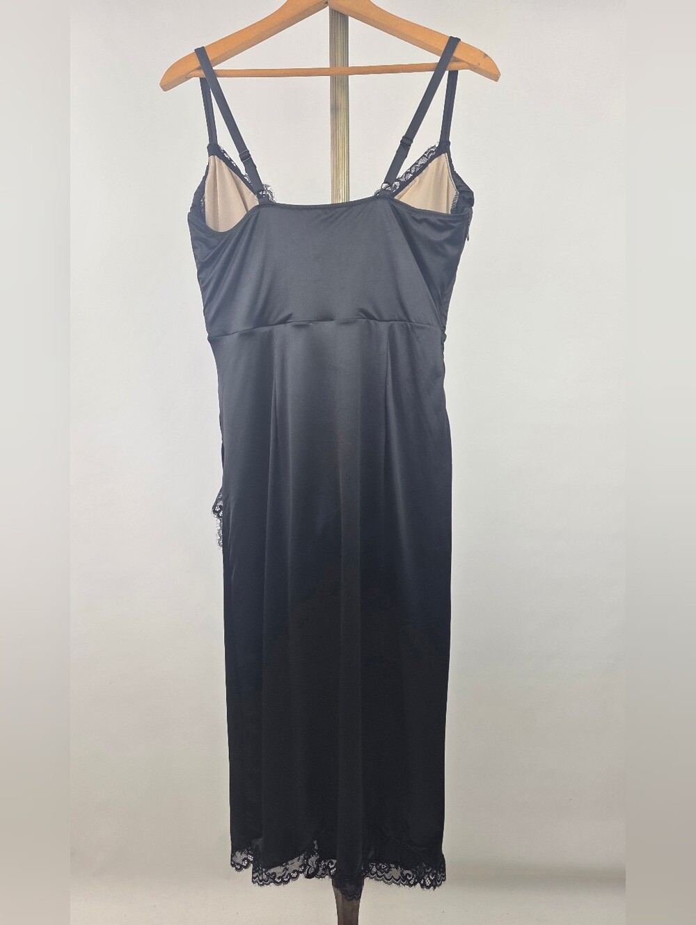 Popilush Women's Black Lace Corset Satin Ruched Cocktail Shapewear Midi Dress XL - Picture 12 of 12